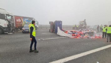 Otoyolda 6 araç birbirine girdi: 3 yaralı