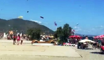 Turistik beldede oluşan hortum sahili birbirine kattı, 3 kişi yaralandı