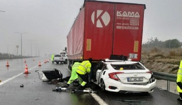 İzmir-İstanbul Otoyolunda feci kaza: 2 can kaybı, 2 yaralı  