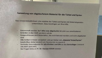Almanya’da bir hastaneden tepki çeken duyuru: ‘Tarihi geçmiş ürünleri depremzedelere gönderin’