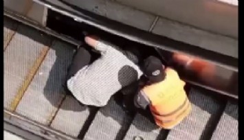 İZBAN’da yürüyen merdiven boşluğuna düşen yaşlı adam yaralandı