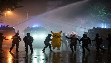 Polis müdahalesinden kaçan eylemci 'Pikachu' gündem oldu