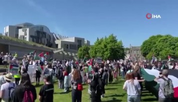 İskoçya'da Nakba Günü yürüyüşünde 'Özgür Filistin' sesleri