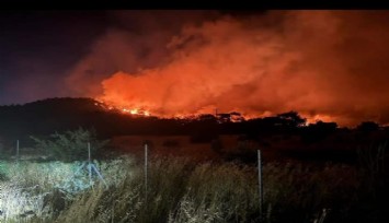 Foça'da yangın devam ediyor