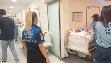 Zabıta ve polis yangın tehlikesine karşı hastaları böyle taşıdı