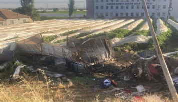 Yoldan çıkan tır üzüm bağına girdi: 1 ölü