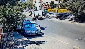 Freni boşalan kamyonetinin peşinden koştu: O anlar güvenlik kameralarına yansıdı