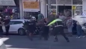 İzmir’de polise tekmeli saldırı: O anlar cep telefonu kamerasına yansıdı