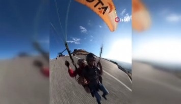 Kayseri'de korku dolu anlar: Paraşütün ipi düğümlendi, o anlar kamerada