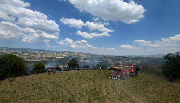 Manisa’daki tütün tarlasında yangın: 3 dönümlük tarla zarar gördü