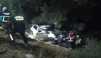 Otomobil zeytin bahçesine uçtu: 2 ölü, 1 yaralı