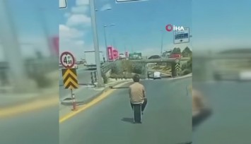 Ankara’da trafikte ilginç anlar kamerada: Elektrikli valizle yolculuk yaptı