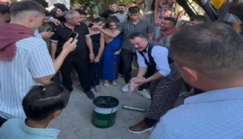 Denizli’de damada unutulmaz düğün şakası: İş makinasını yağladı