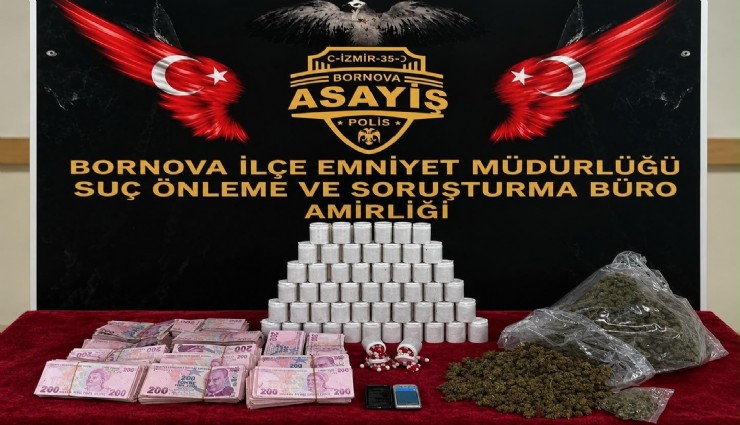 Bornova'da binlerce uyuşturucu hap ile esrar ele geçirildi