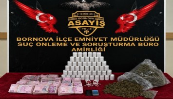 Bornova'da binlerce uyuşturucu hap ile esrar ele geçirildi