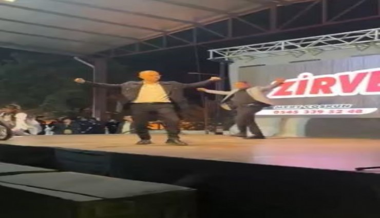Aydın'da başkan zeybek oynarken sahne devrildi