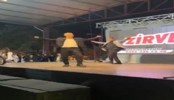 Aydın'da başkan zeybek oynarken sahne devrildi