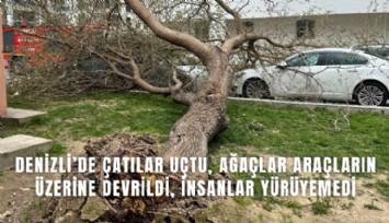 Denizli’de çatılar uçtu, ağaçlar araçların üzerine devrildi, insanlar yürüyemedi