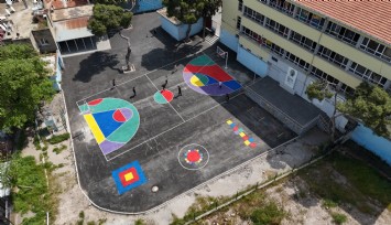 Konak’ta ‘renkli dokunuş’ okul bahçelerine de geldi