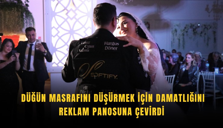 Düğün masrafını düşürmek için damatlığını reklam panosuna çevirdi