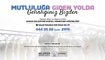 Konak’ta dayanışma gelinlik oldu: Evlenecek çiftlere ücretsiz destek