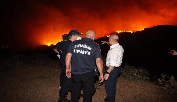 Çine’de orman yangını gece boyunca sürdü