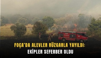 Foça’da alevler rüzgarla yayıldı: Ekipler seferber oldu