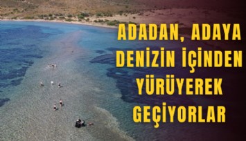 Adadan, adaya denizin içinden yürüyerek geçiyorlar