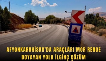 Afyonkarahisar'da araçları mor renge boyayan yola ilginç çözüm