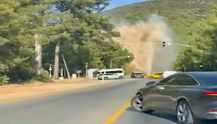 Bodrum’da ana isale hattı patladı: Fırlayan taşlar lüks aracın camını kırdı