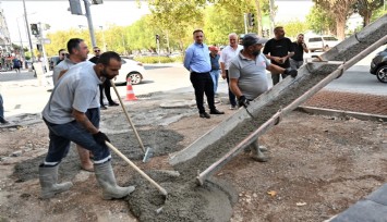 Bornova’nın önemli caddesine modern dokunuş: Kaldırımlar yenileniyor