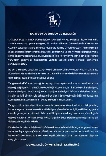 DEÜ'den yangın açıklaması: Destek veren kurumlara teşekkür