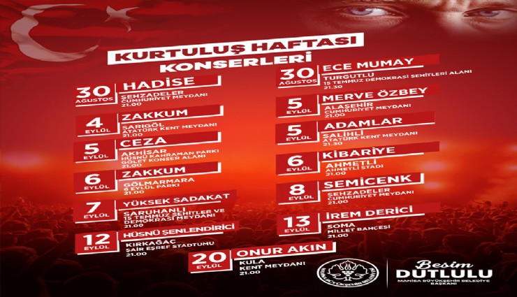 Manisa’nın kurtuluşunun 104. yılına özel konser maratonu