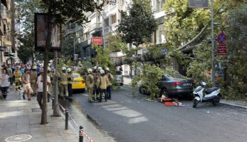 Şişli’de çınar ağacı iki aracın üzerine devrildi