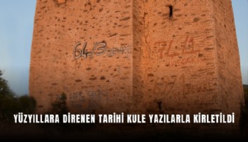 Yüzyıllara direnen tarihi kule yazılarla kirletildi