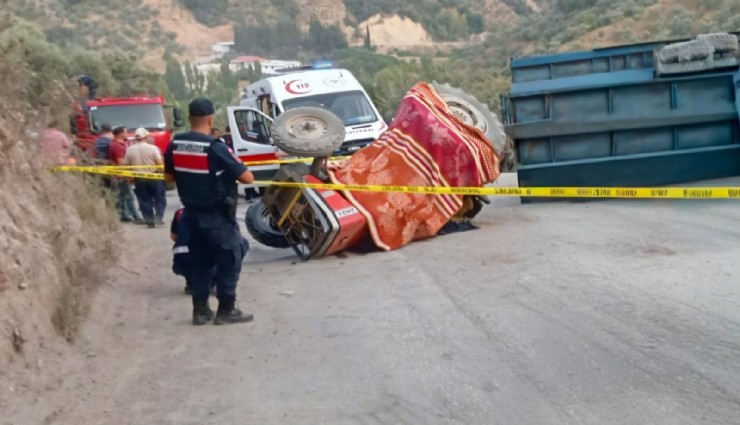 Aydın'da seyyar pide fırını taşıyan traktör devrildi